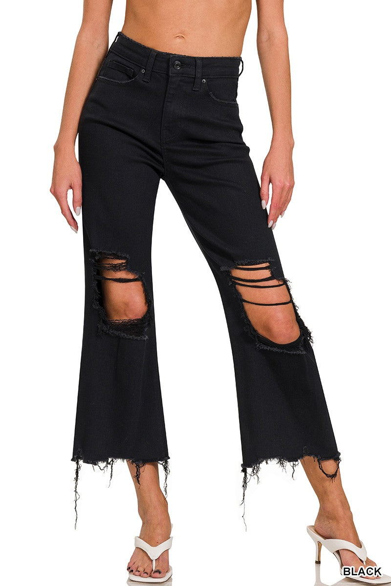 Distressed Cropped Flares